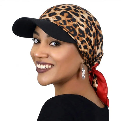 Women’s Printed Satin Sun Hat - Soft Breathable Headscarf Cap with Brim for Summer Fashion & Outdoor Wear