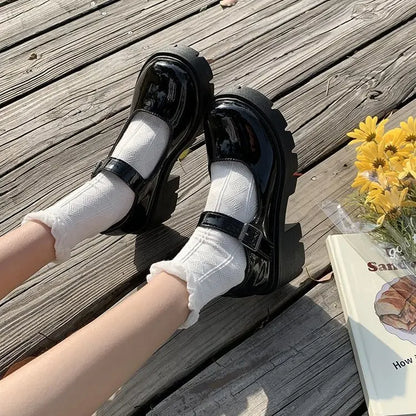 JK Lolita Platform Loafer Shoes - Y2K Kawaii School Girl Fashion Pumps