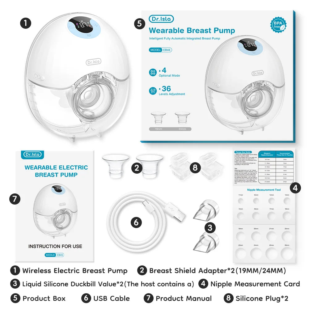 Hands-Free Wearable Electric Breast Pump - Lightweight Milk Collector with LED Display, 4 Modes, and 36 Adjustable Levels
