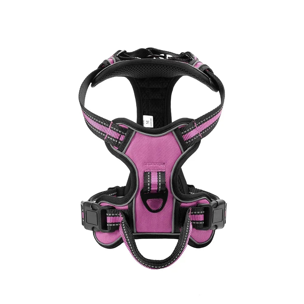 Adjustable No-Pull Reflective Dog Harness – Soft, Breathable Nylon Vest with Leash for Small & Large Dogs