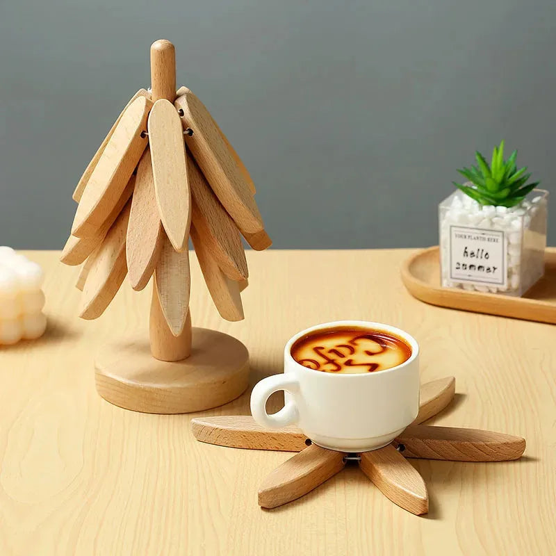 Tree Design Wooden Trivet – Decorative Heat-Resistant Table Mat & Pot Coaster
