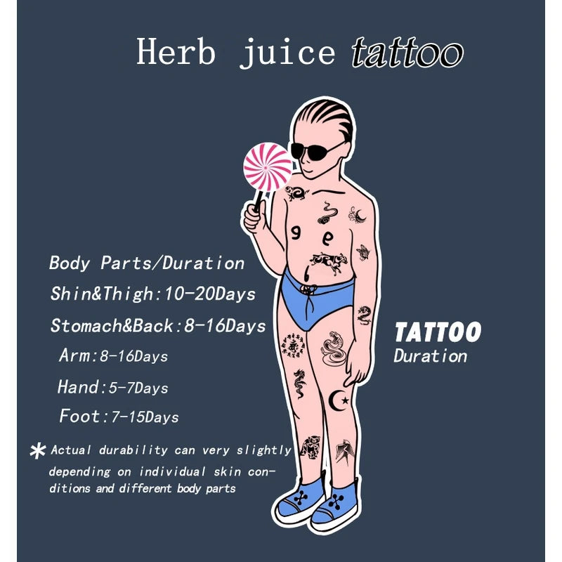 Lightning Hand Back Tattoo Sticker — Waterproof Herbal Juice Semi-Permanent Fake Tattoo for Arms & Legs