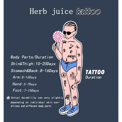 Lightning Hand Back Tattoo Sticker — Waterproof Herbal Juice Semi-Permanent Fake Tattoo for Arms & Legs