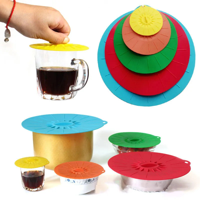 Silicone Microwave Bowl Covers - Set of 3 or 5 Food Wrap Lids for Freshness and Convenience in Cooking