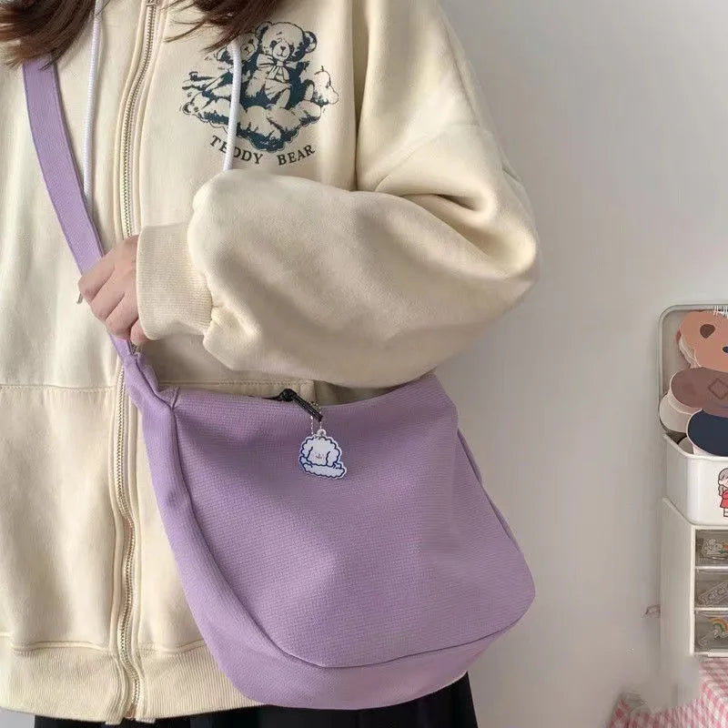 Women’s Solid Harajuku Shoulder Bag – Large Capacity Multifunction Crossbody Handbag for Teens & Everyday Use