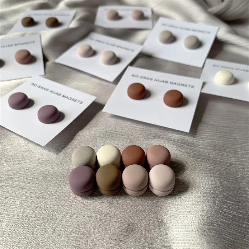 WLP Magnetic Hijab Clips - Solid Color Round Strong Magnet Pins for Silk Scarves Shawls Turban Accessories