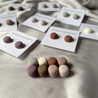 WLP Magnetic Hijab Clips - Solid Color Round Strong Magnet Pins for Silk Scarves Shawls Turban Accessories