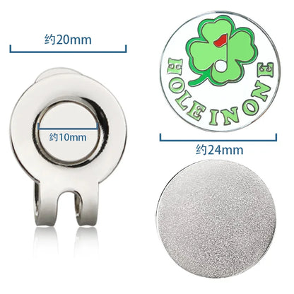 Golf Ball Marker with Hat Clip – Magnetic Alloy Marker, Tiger Putter Flog Glass & Lucky Clover Gift for Golfers