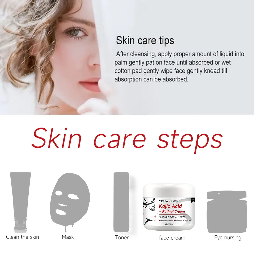 Kojic Acid & Retinol Anti-Aging Cream – Moisturizer for Wrinkle Removal, Skin Whitening and Brightening Face Care