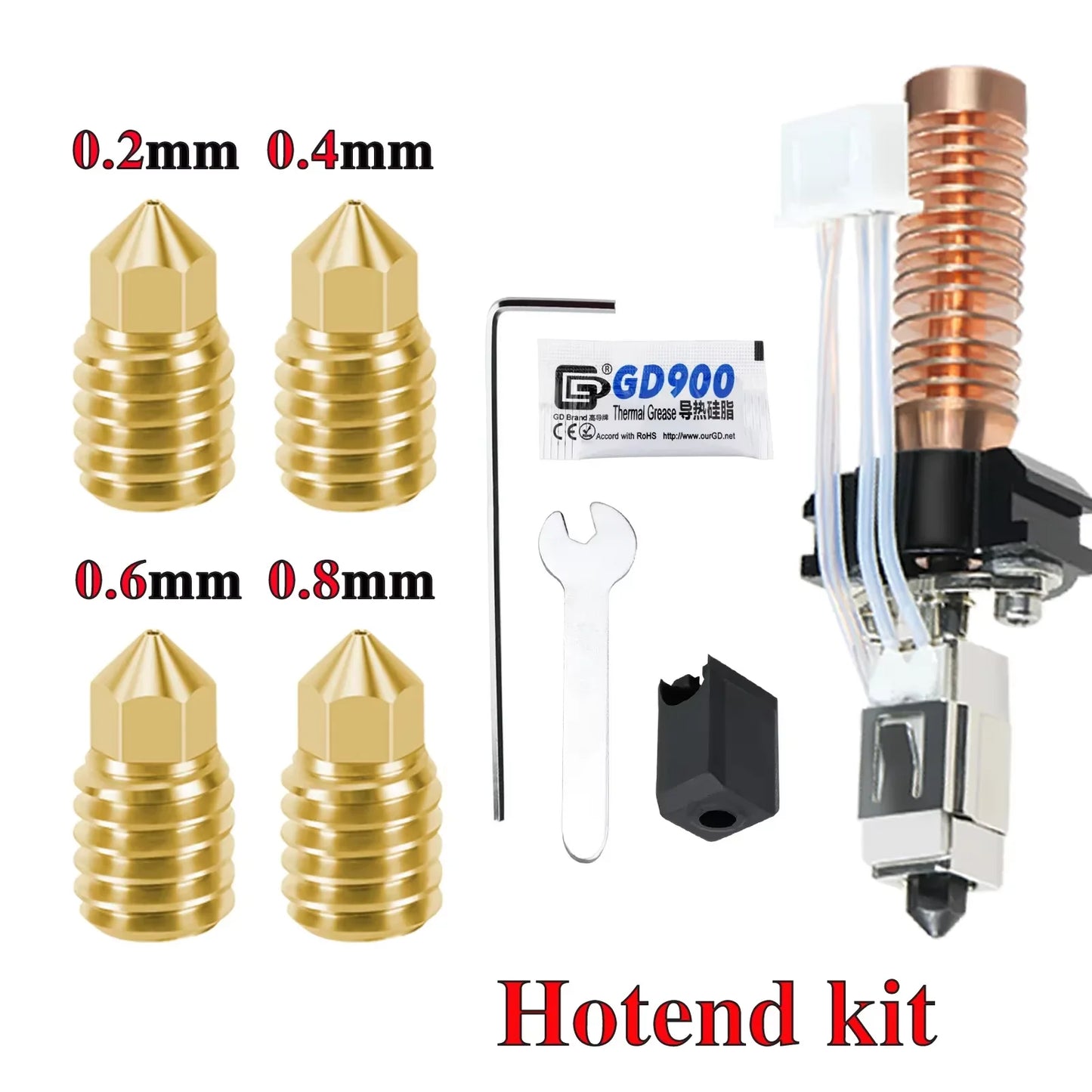 Hotend for Flashforge Adventurer 5M/5M Pro – Ceramic Heating Block Kit, 280℃ Hot End, Hard Steel Nozzle 3D Printing Parts