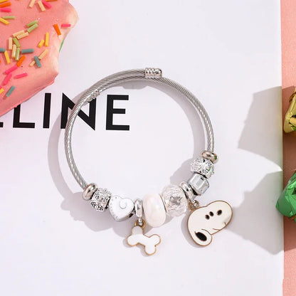 Snoopy Cartoon Bracelet – Adjustable Fashion Wristband for Kids & Adults, Cute Jewelry Gift