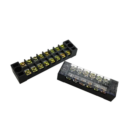 Dual Row Barrier Screw Terminal Block Strip — 600V 15A Wire Connector, 3-20 Position Options