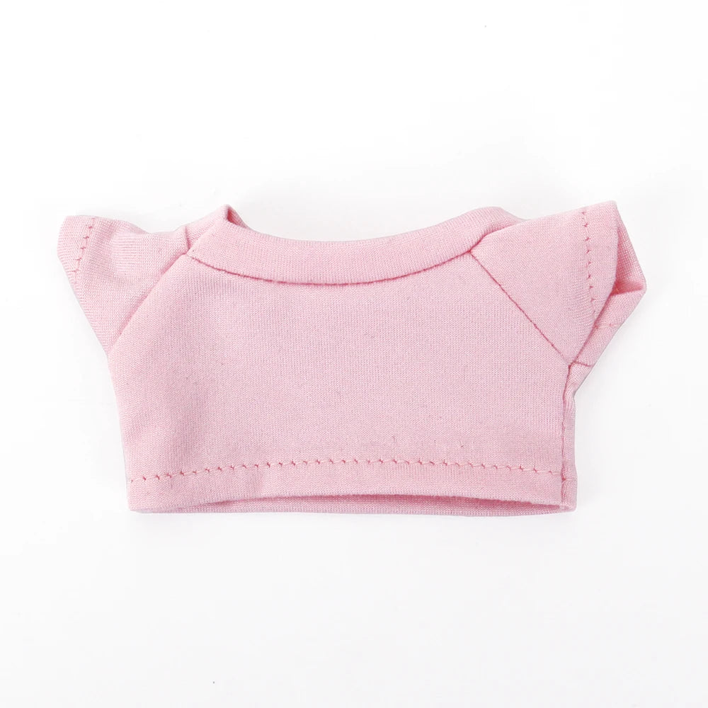 Cotton Short-Sleeve Labubu Doll Clothes – 14-17cm Solid Color T-Shirt Dress-Up Accessories for Plush DIY Toys