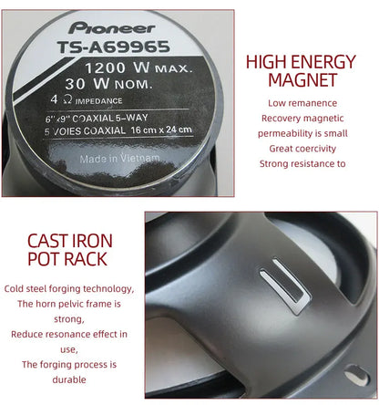 6X9 Inch 2400W 5-Way Car Coaxial Speaker - High Fidelity Full Frequency, Ideal for Modified Vehicles