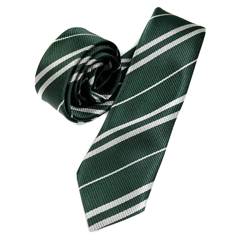 Halloween Magic School Cosplay Tie - 4-Color Striped Necktie for Wizard Costumes, Themed Parties & Dress-Up Accessories