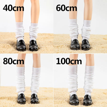 White & Black Loose Slouch Socks – JK Uniform Cosplay Leg Warmers for Women & Girls