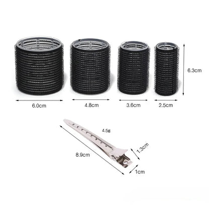 28pcs Hair Roller Set – 18 Plastic Self-Grip Curlers in 3 Sizes with 10 Metal Clips for DIY Hairdressing