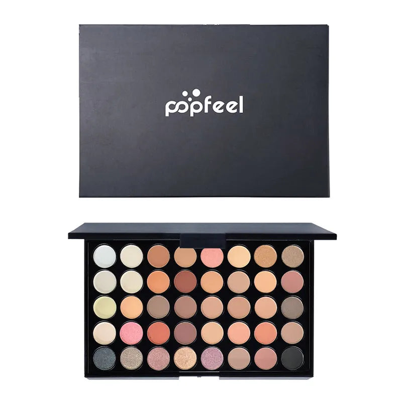 POPFEEL 40 Color Eyeshadow Palette - Earth Tone & Rainbow Shades with Matte and Shimmer Long Lasting Finish