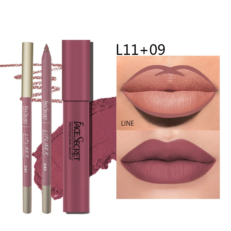 Matte Lipliner & Lipstick Set – Waterproof, Long-Lasting Soft Matte Lip Color for Women