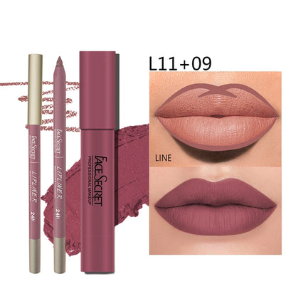 Matte Lipliner & Lipstick Set – Waterproof, Long-Lasting Soft Matte Lip Color for Women