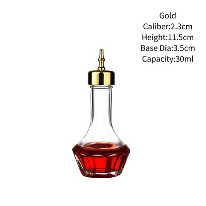 Vintage Glass Cocktail Bitters Bottles — Stainless Steel Cap Seasoning & Bar Accessories for Kitchen & Bartender Use
