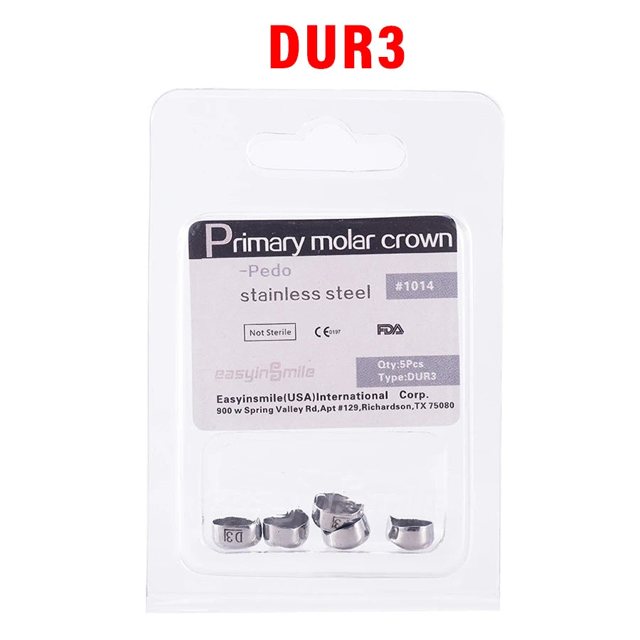 5PCS EASYINSMILE Kids Stainless Steel Dental Crowns – Primary Molar Teeth Refill D2-D7