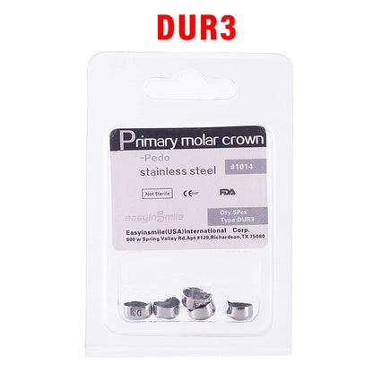 5PCS EASYINSMILE Kids Stainless Steel Dental Crowns – Primary Molar Teeth Refill D2-D7