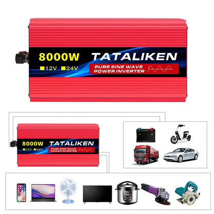 Pure Sine Wave Inverter 5000–10000W – 12V DC to 110V AC Portable Solar & Car Power Converter