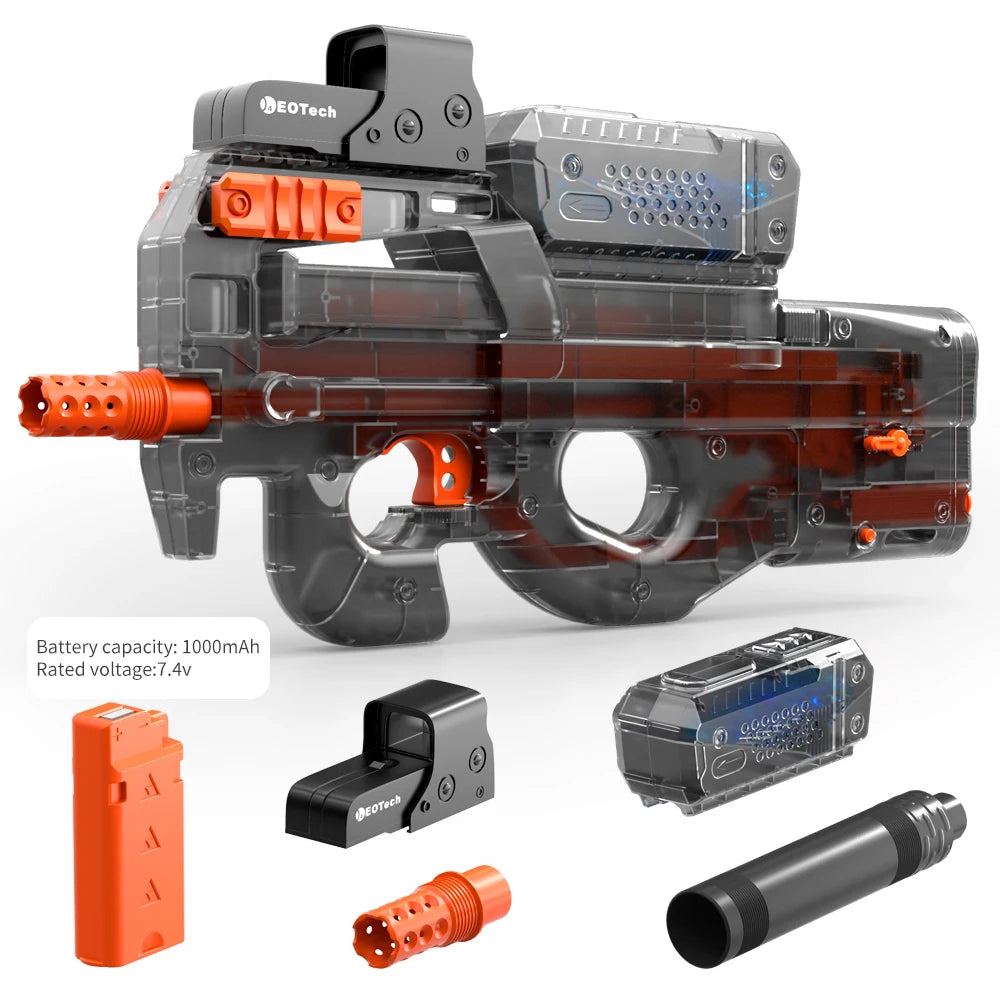 Electric Gel Gun – Transparent Black Fully Automatic Splatter Ball Toy for Outdoor Shooting Games (No Bullets)