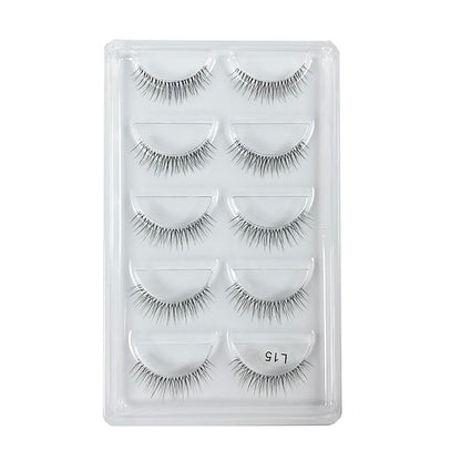 5 Pairs Manga Style Cosplay False Eyelashes – Soft Natural Short Mink Strip Lashes with Clear Band