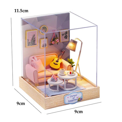 DIY Mini Dollhouse Kit - Handmade 3D Flower House Puzzle Model with Furniture Home Decor Gift