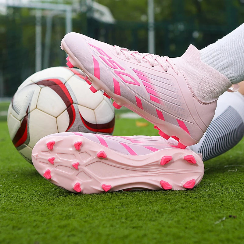 Men’s Soccer Cleats - Lightweight High-Top Football Shoes with Non-Slip Grass Grip