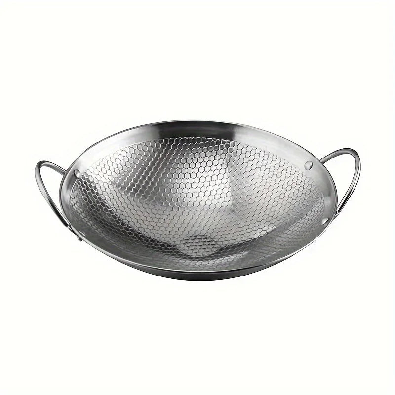 29cm/11inch Stainless Steel Honeycomb Skillet | Non-Stick, Scratch-Resistant Cooking Pan for Pasta, Steak, Porridge, Ramen
