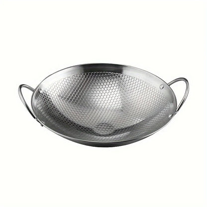 29cm Stainless Steel Honeycomb Skillet – Non-Stick, Scratch-Resistant Pan with Handle for Pasta & Steak