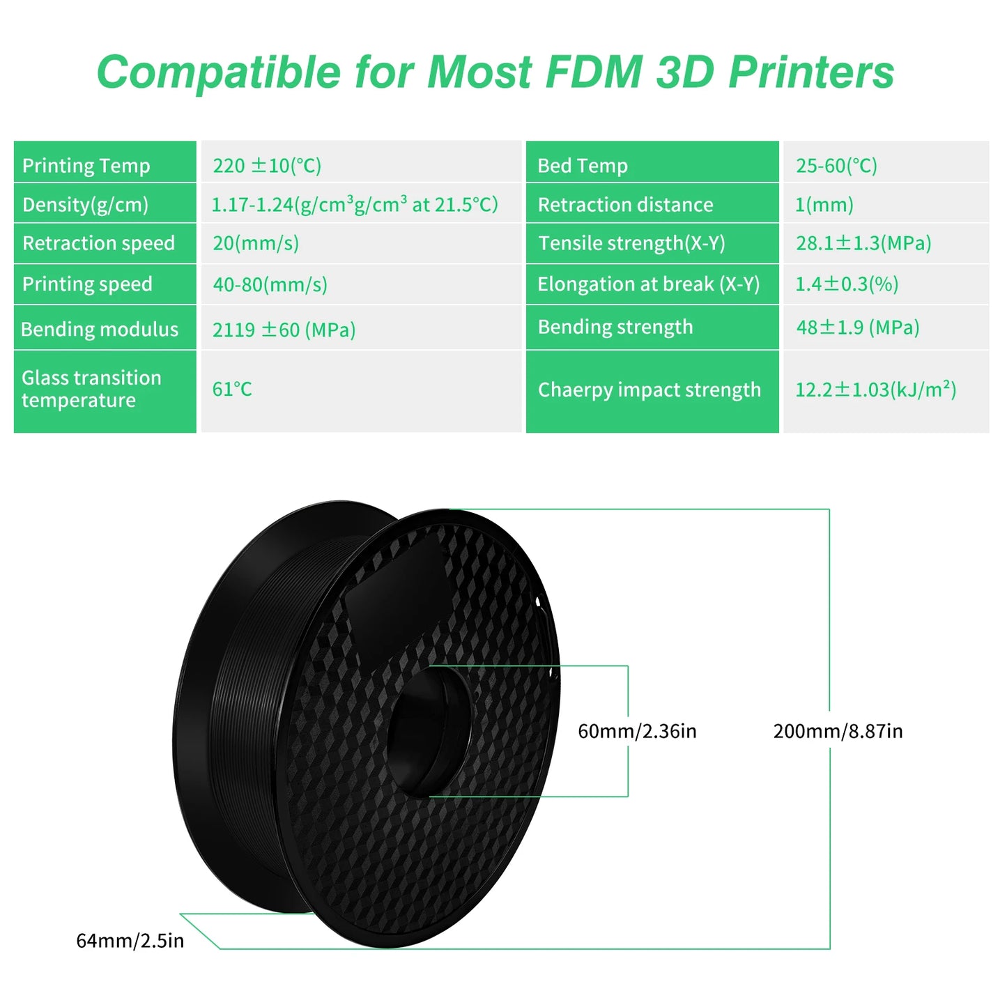KINGROON 10KG PLA/ABS/PETG Filament 1.75mm – 10 Rolls Black, White, Gray for 3D Printing