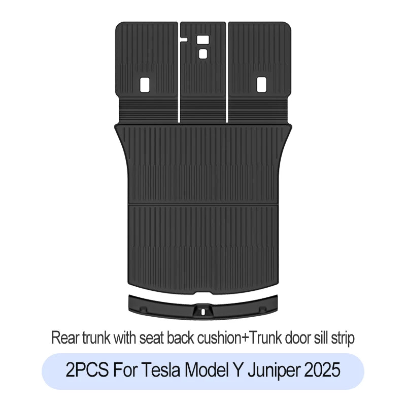 Tesla Model Y Juniper 2025+ TPE Floor Mats Set – Premium All-Weather Cargo & Trunk Liner, Wear-Resistant Car Interior Foot Protection Mats