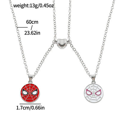 Spiderman Superhero Necklace Set - 2PCS Avengers Pendant Jewelry Gift for Couples & Valentine’s Day