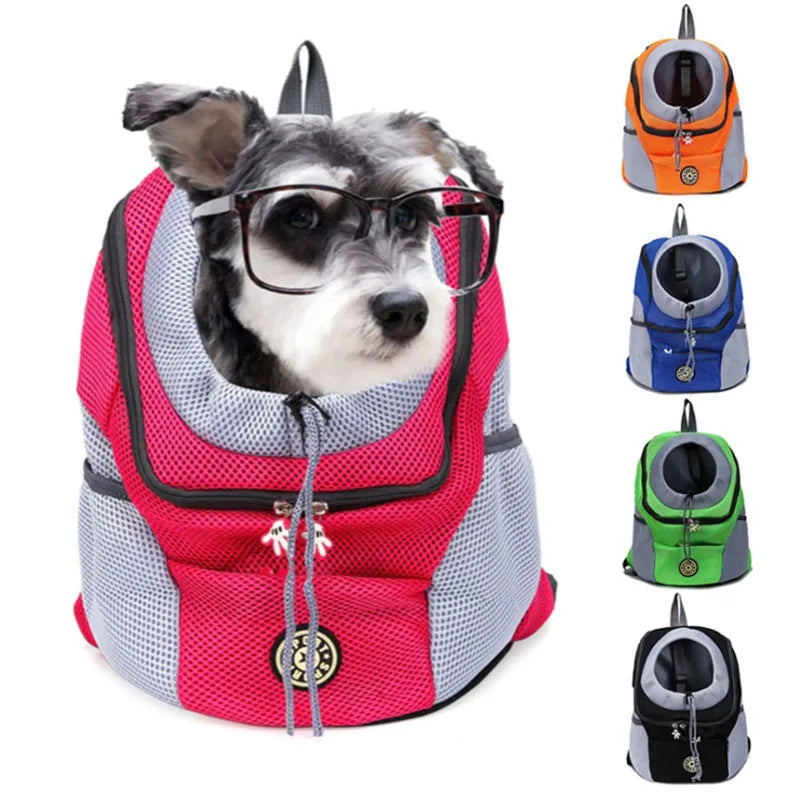 Double Shoulder Portable Travel Backpack - New Outdoor Pet Dog Carrier Bag with Mesh Front - Convenient Pet Dog Backpack for Adventures