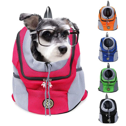 Double Shoulder Portable Travel Backpack - New Outdoor Pet Dog Carrier Bag with Mesh Front - Convenient Pet Dog Backpack for Adventures
