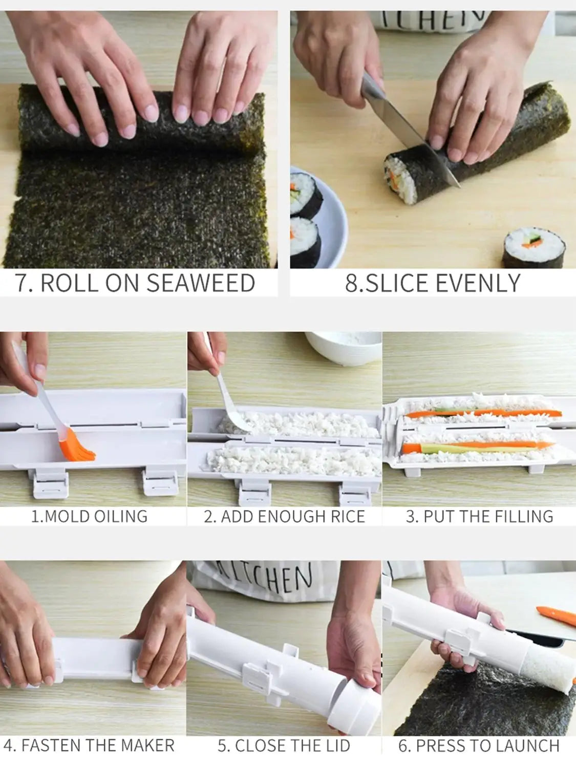 Quick Sushi Maker Roller: DIY Sushi Device Making Machine - Vegetable Meat Rolling Gadgets for Kitchen Ware