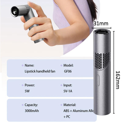 Foldable Mini Handheld USB Fan – Portable High-Speed Outdoor Cooling Fan with 199 Adjustable Speeds, Compact Lipstick Design Rechargeable Personal Air Cooler