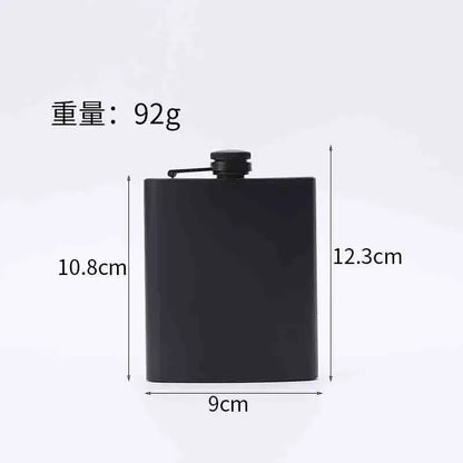 304 SS Portable Hip Flask – Black Whiskey, Vodka, Wine Bottle (6-12oz), Outdoor Bar Party Drinking Utensil