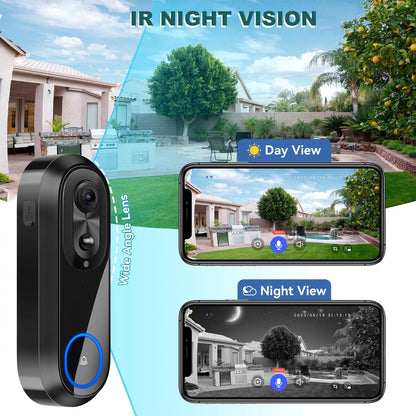 5G/2.4G WiFi 1080P Wireless Video Doorbell — Tuya App Smart Intercom, IP65 Waterproof, 7000mAh Battery