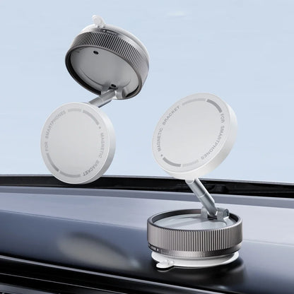 Vacuum Suction Magnetic Phone Holder – 360° Rotating Hands-Free Foldable Car & Smooth Surface Mount