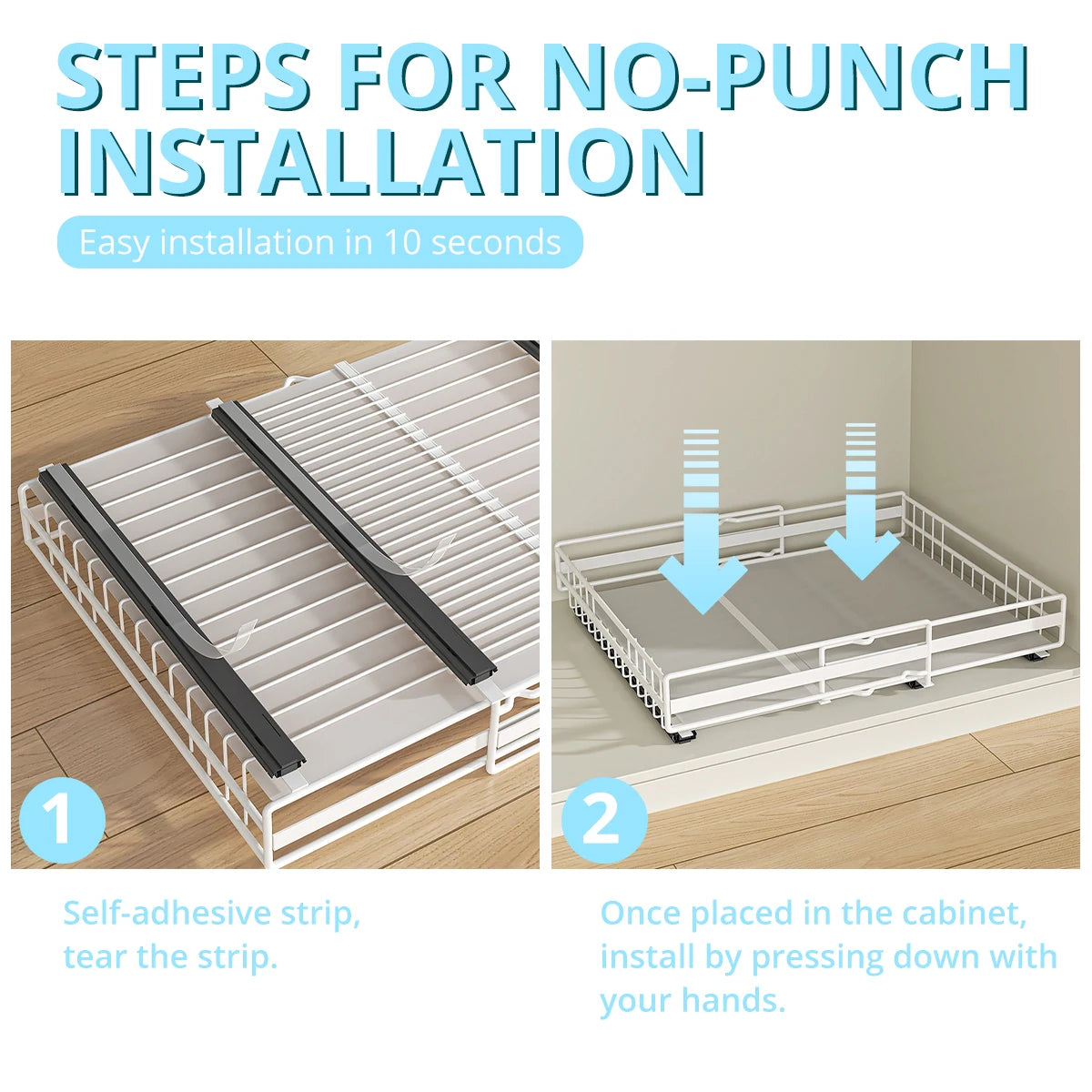 Pull-Out Cabinet Organizer - Slide-Out Kitchen Pantry Storage Drawer