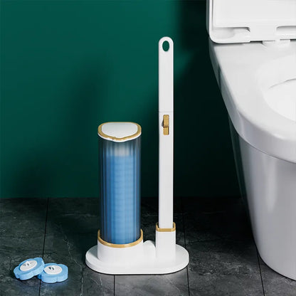 Wall-Mounted Disposable Toilet Brush Set - Easy Replacement Heads, Efficient Cleaning Tool for Bathrooms