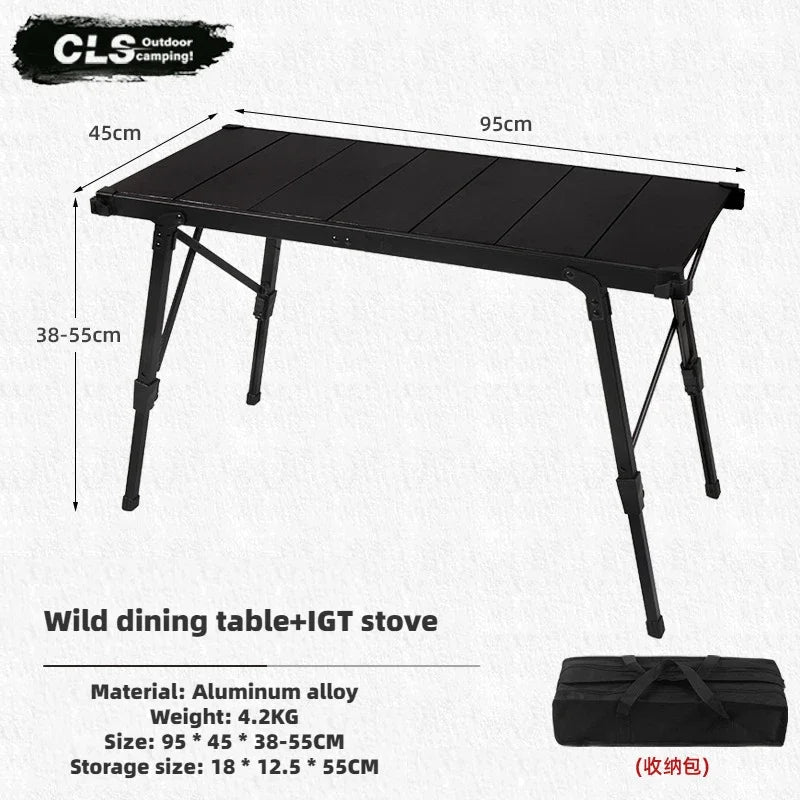 Newest Folding IGT Table – Lightweight Portable Roll-Up Table with Adjustable Legs for BBQ, Desktop Burner & Backpacking