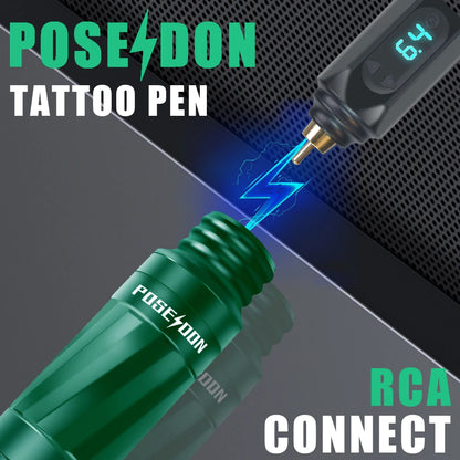 POSEIDON Tattoo Pen Kit – Rotary Electric Tattoo Gun with Power Supply & RCA Interface for Professional Tattoo Artists