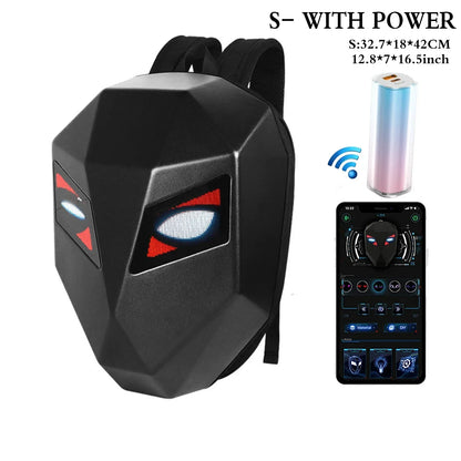 LOY LED Knight Cycling Backpack - Waterproof Motorcycle Helmet Bag with Bluetooth APP Control, Hard Shell Laptop Bag with LED Lights