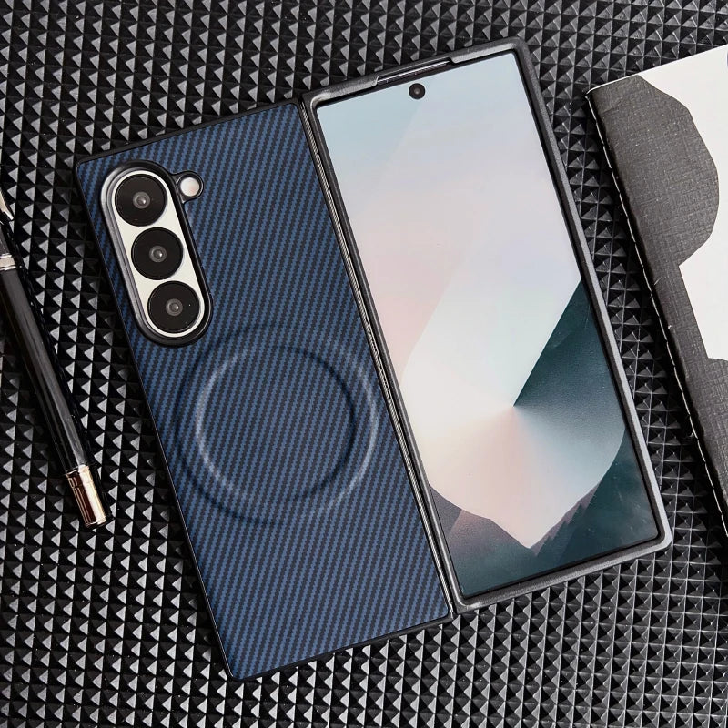 Luxury Carbon Fiber Magnetic Wireless Charging Case for Samsung Galaxy Z Fold 6/5/4/3 – MagSafe Compatible Bumper Cover